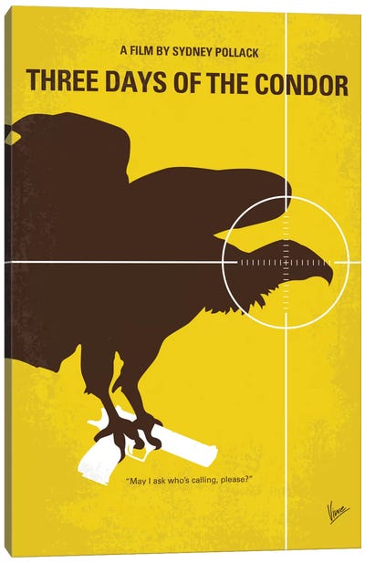 Three Days Of The Condor Minimal Movie Poster Canvas Art Print - Mystery Minimalist Movie Posters