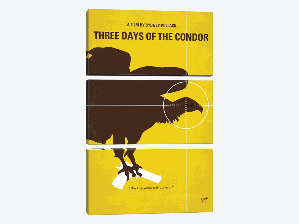 Three Days Of The Condor Minimal Movie Poster by Chungkong 3-piece Canvas Art Print