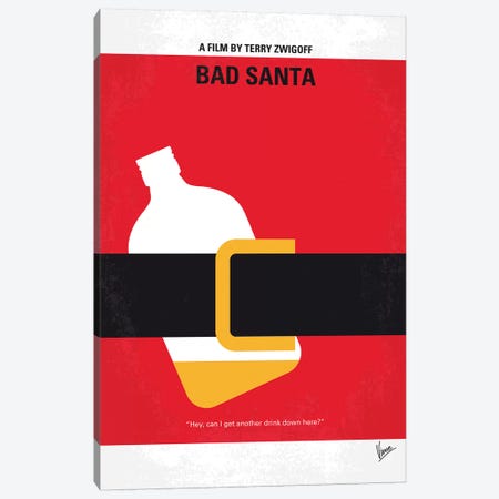 Bad Santa Minimal Movie Poster Canvas Print #CKG699} by Chungkong Canvas Wall Art