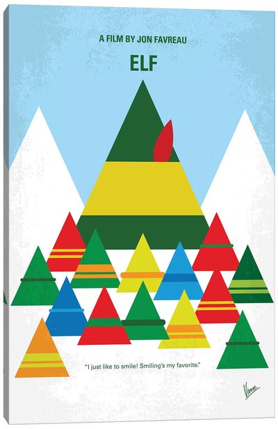 Elf Minimal Movie Poster Canvas Art Print - Large Christmas Art