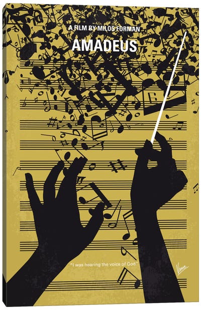 Amadeus Minimal Movie Poster Canvas Art Print - Musical Notes Art