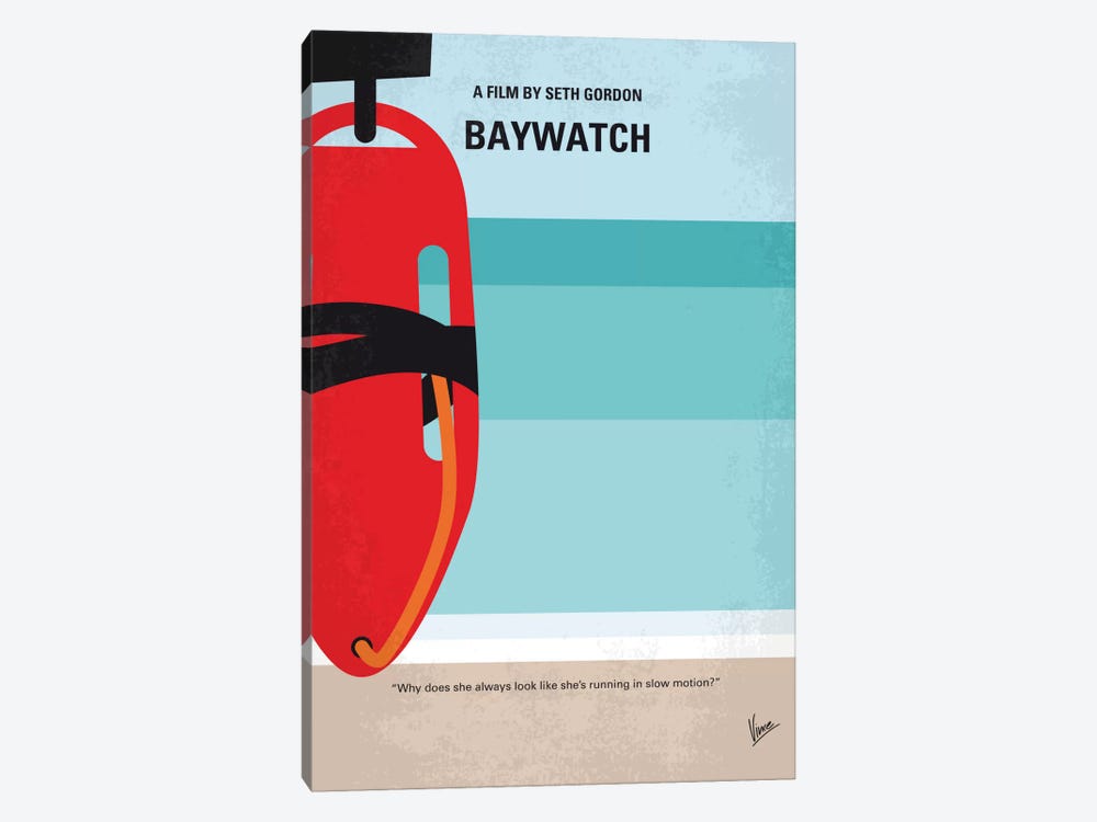 Baywatch Minimal Movie Poster by Chungkong 1-piece Canvas Artwork