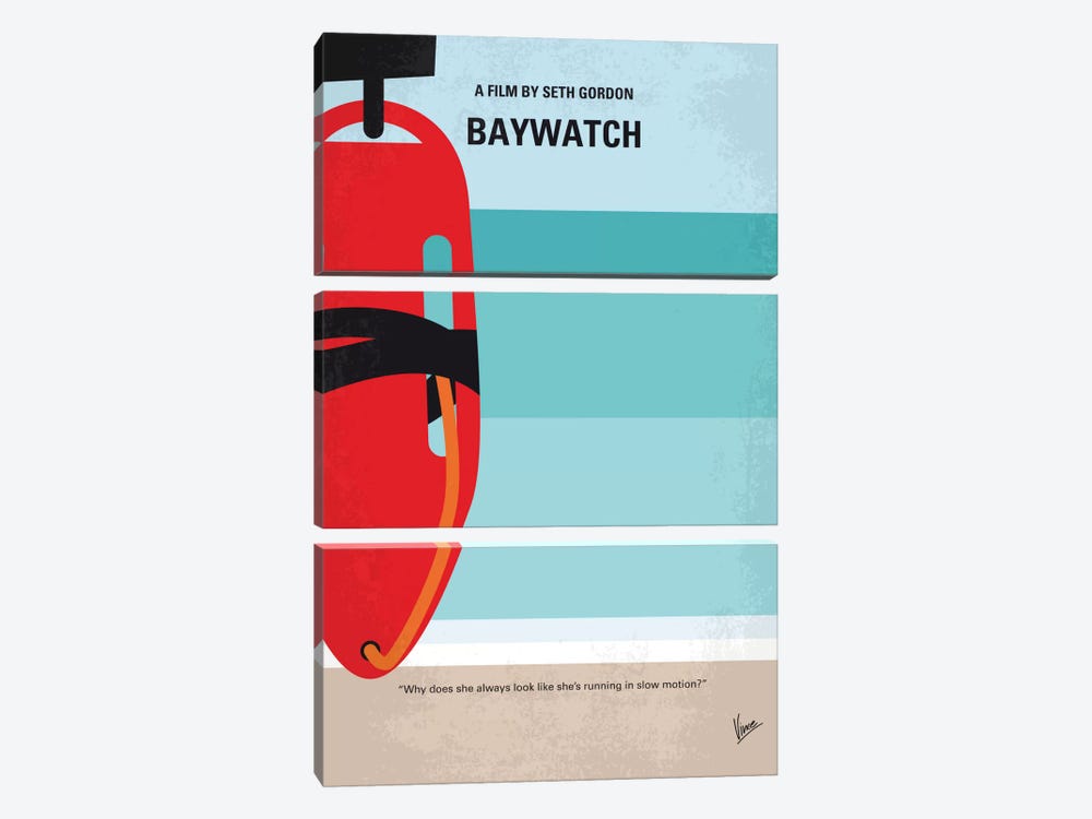 Baywatch Minimal Movie Poster by Chungkong 3-piece Canvas Artwork