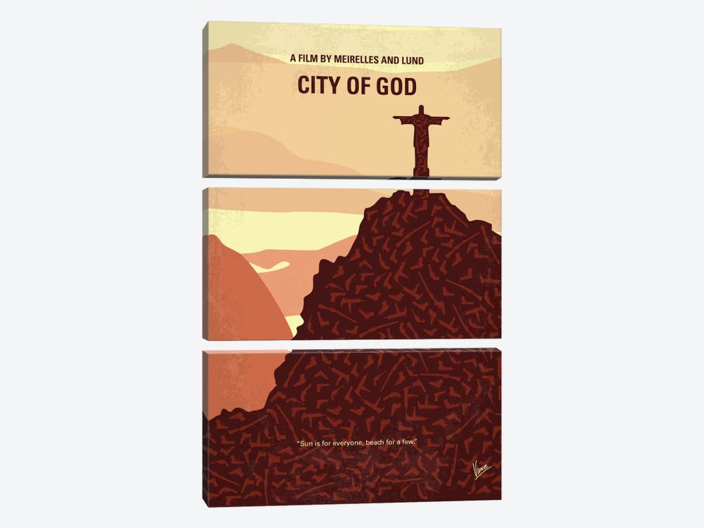City Of God Minimal Movie Poster by Chungkong 3-piece Canvas Art Print