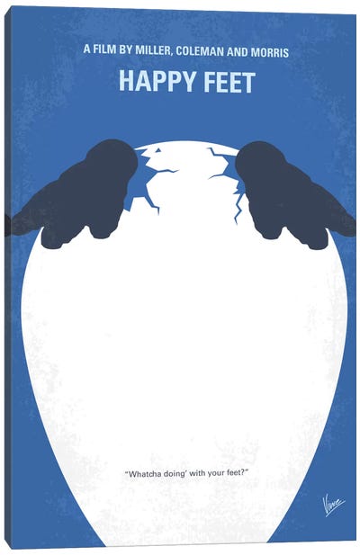 Happy Feet Minimal Movie Poster Canvas Art Print - Oscar Winners & Nominees