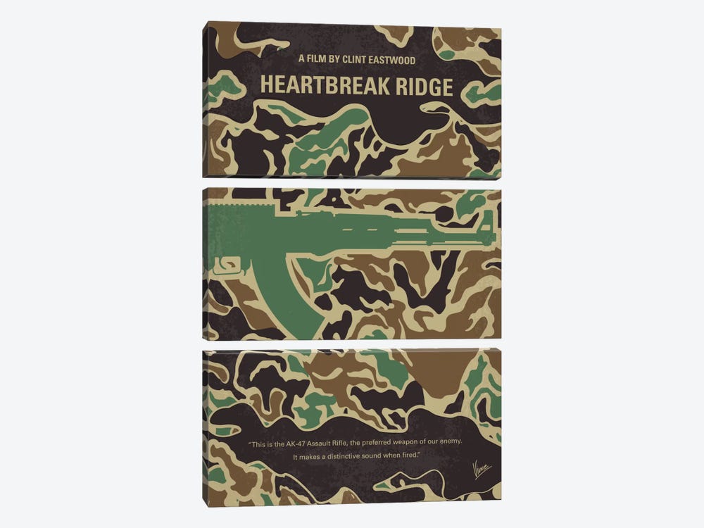 Heartbreak Ridge Minimal Movie Poster by Chungkong 3-piece Canvas Art Print