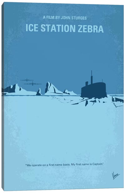 Ice Station Zebra Minimal Movie Poster Canvas Art Print - Dramas Minimalist Movie Posters