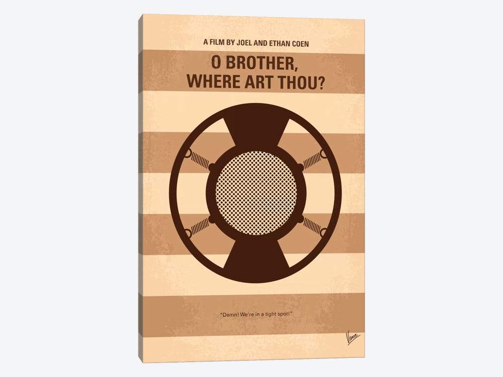 O' Brother Where Art Thou Minimal Movie Poster by Chungkong 1-piece Canvas Artwork