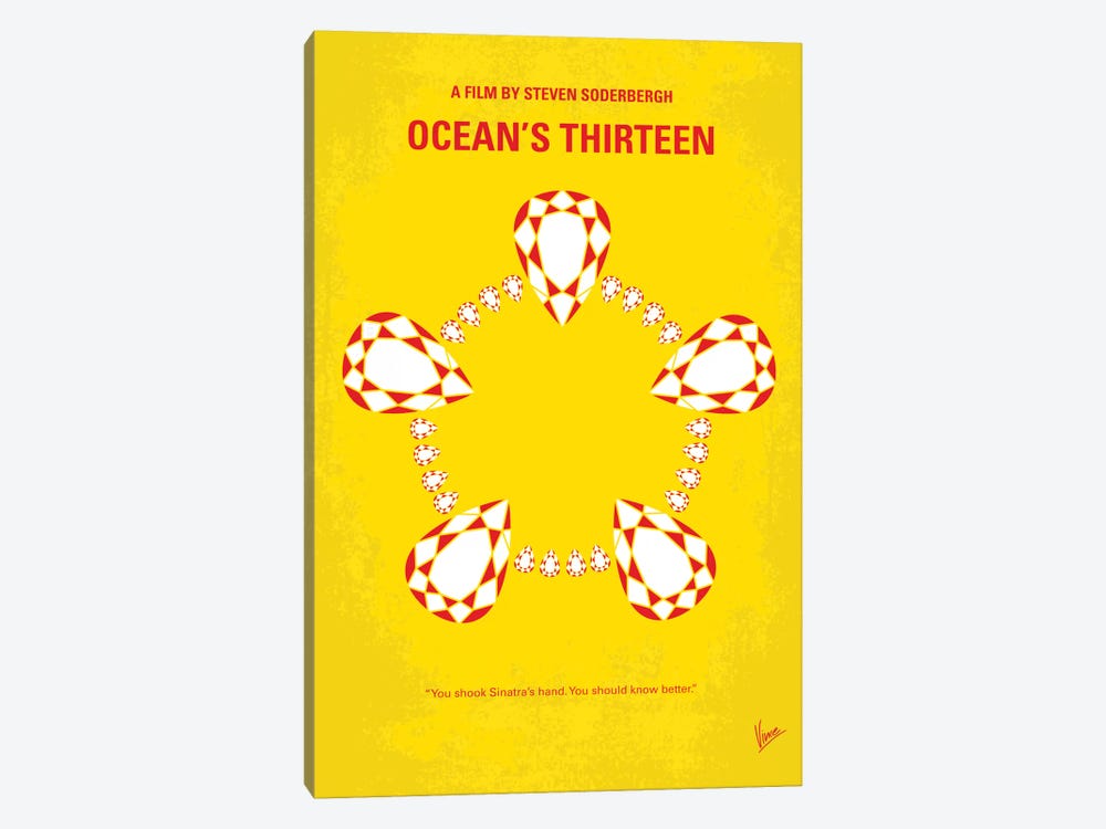 Ocean's Thirteen Minimal Movie Poster by Chungkong 1-piece Canvas Wall Art