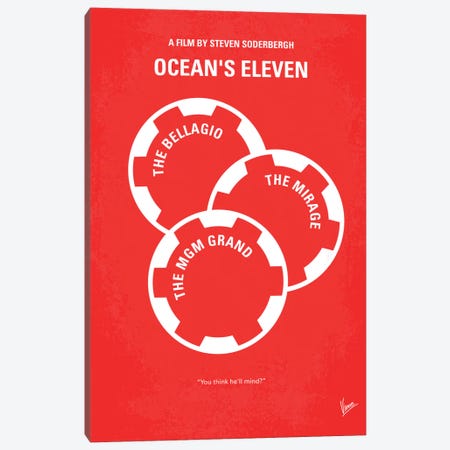 Ocean's Eleven Minimal Movie Poster Canvas Print #CKG73} by Chungkong Canvas Wall Art
