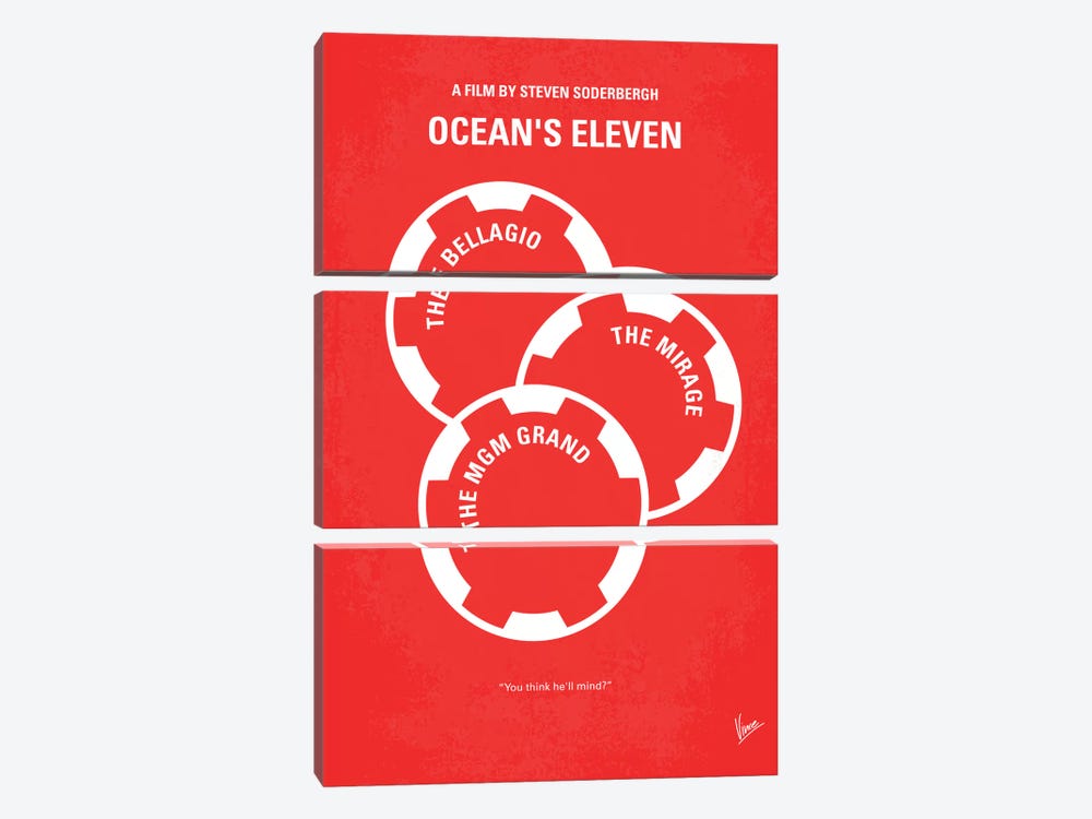 Ocean's Eleven Minimal Movie Poster by Chungkong 3-piece Canvas Print
