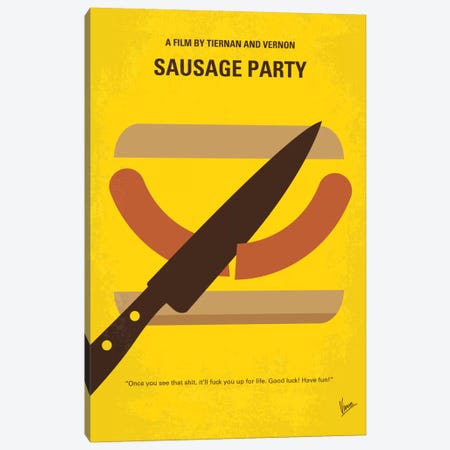 Sausage Party Minimal Movie Poster Canvas Print #CKG741} by Chungkong Canvas Artwork