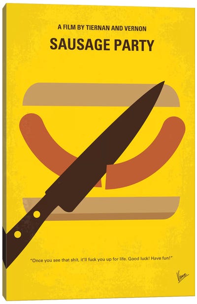 Sausage Party Minimal Movie Poster Canvas Art Print - Chungkong's Action & Adventure Movie Posters