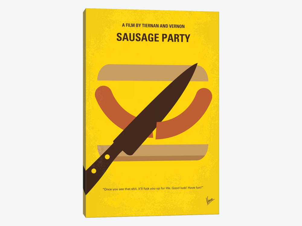 Sausage Party Minimal Movie Poster by Chungkong 1-piece Canvas Art Print