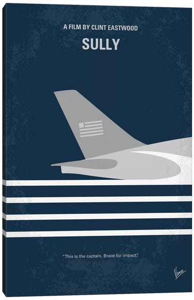 Sully: Miracle On The Hudson Minimal Movie Poster Canvas Art Print - Chungkong's Drama Movie Posters