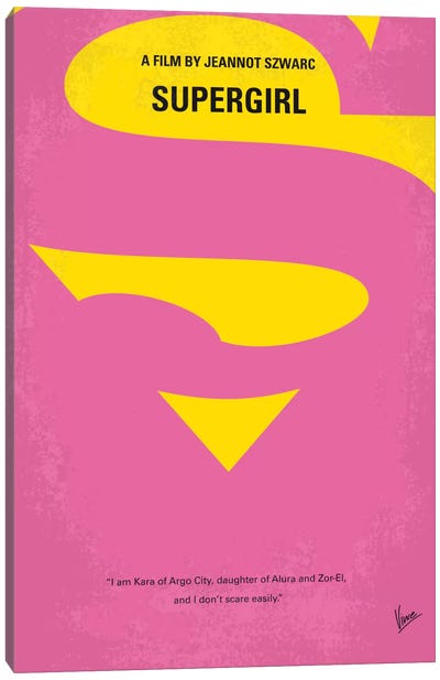 Supergirl Minimal Movie Poster Canvas Art Print - Action & Adventure Minimalist Movie Posters