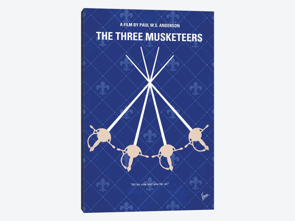 The Three Musketeers Minimal Movie Poster by Chungkong 1-piece Canvas Art Print