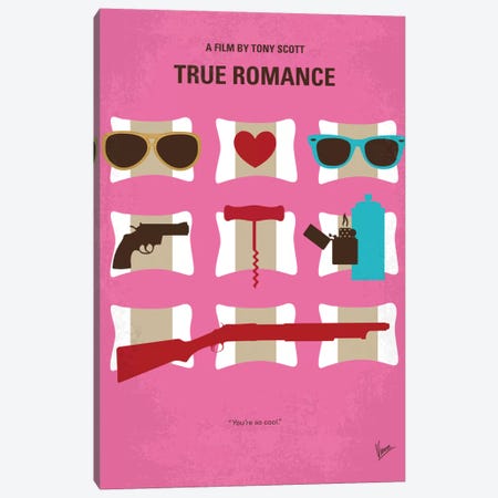 True Romance Minimal Movie Poster Canvas Print #CKG757} by Chungkong Canvas Art