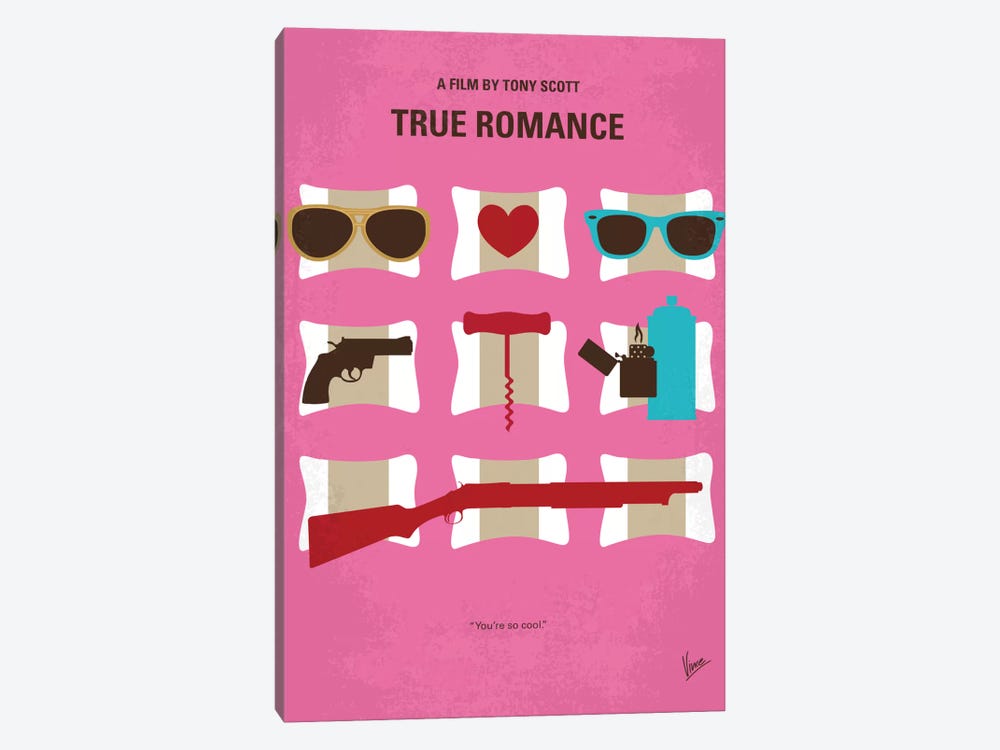 True Romance Minimal Movie Poster 1-piece Canvas Wall Art