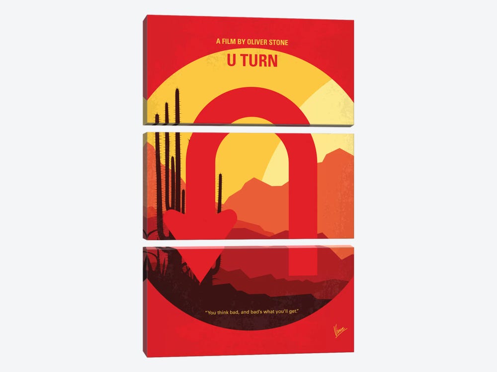 U Turn Minimal Movie Poster by Chungkong 3-piece Canvas Art Print