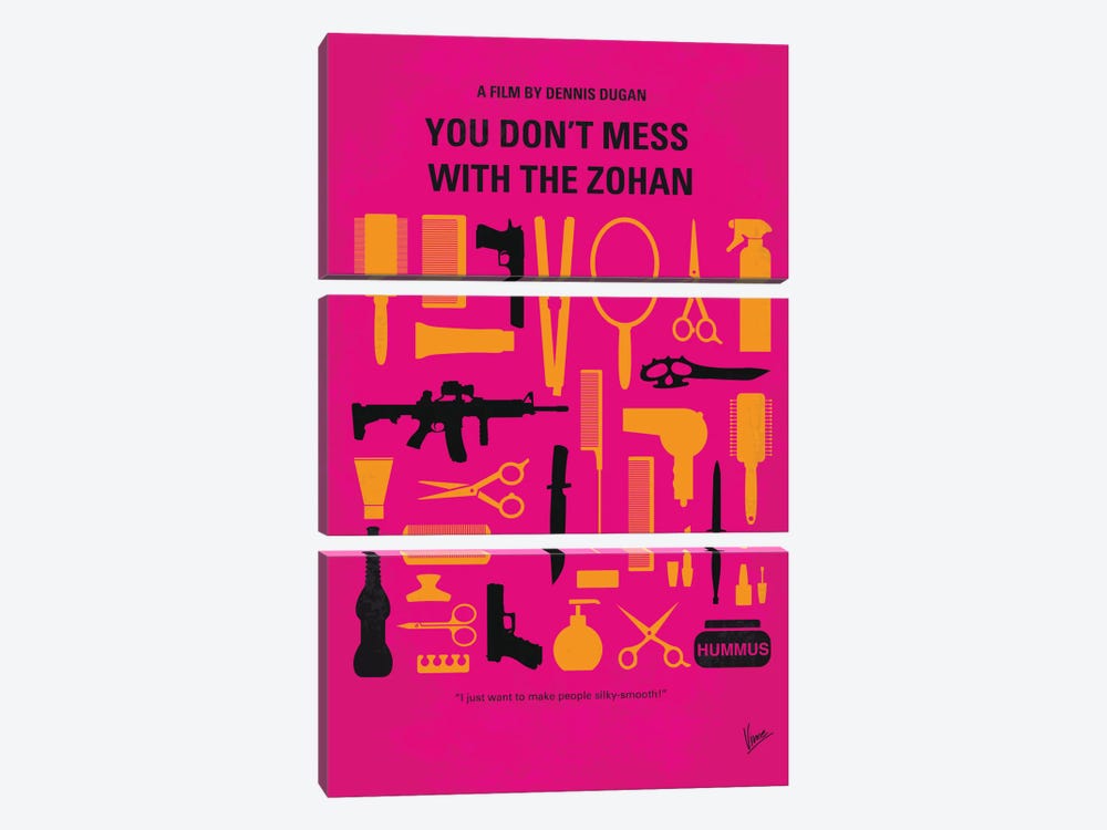 You Don't Mess With The Zohan Minimal Movie Poster by Chungkong 3-piece Canvas Art