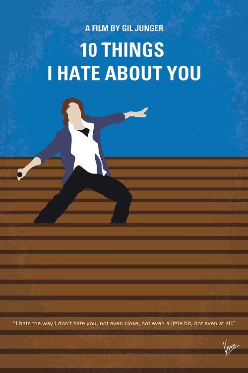 Chungkong Canvas Art Prints - 10 Things I Hate About You Minimal Movie Poster ( Television & Movies > Movies > Romance Movies art) - 60x40 in
