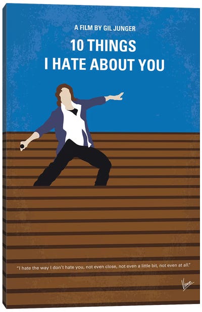 10 Things I Hate About You Minimal Movie Poster Canvas Art Print - Romance Movie Art
