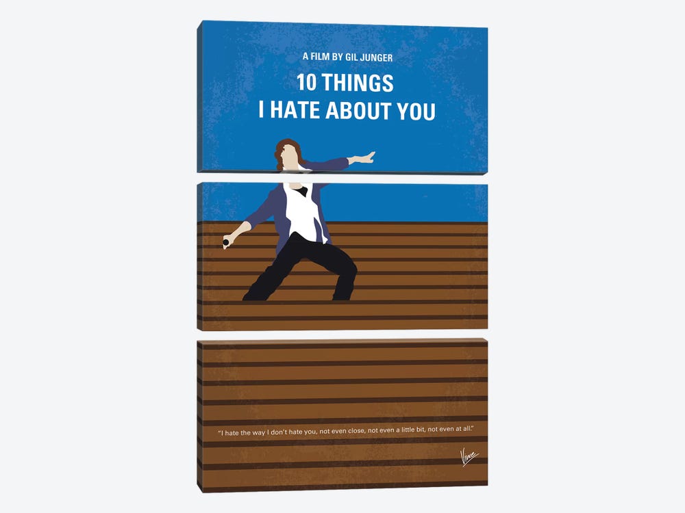 10 Things I Hate About You Minimal Movie Poster by Chungkong 3-piece Canvas Print