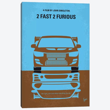 2 Fast 2 Furious Minimal Movie Poster Canvas Print #CKG778} by Chungkong Canvas Art Print