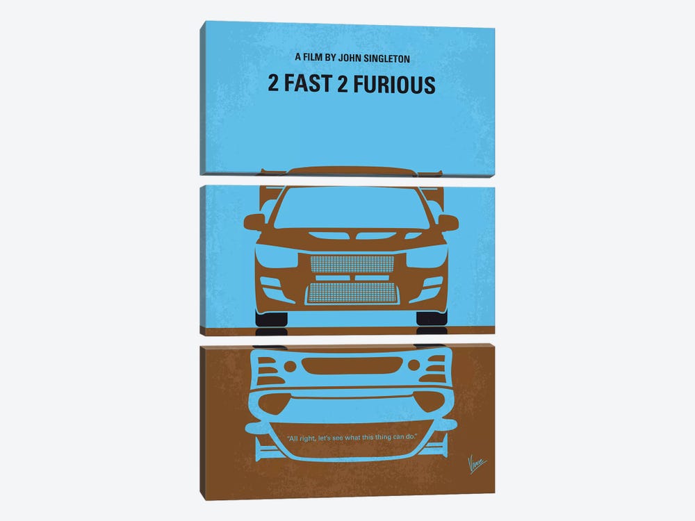2 Fast 2 Furious Minimal Movie Poster by Chungkong 3-piece Canvas Print