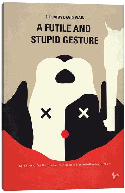 A Futile And Stupid Gesture Minimal Movie Poster Canvas Art Print - Biographical Movie Art