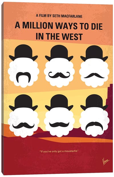 A Million Ways To Die In The West Minimal Movie Poster Canvas Art Print - Western Movie Art