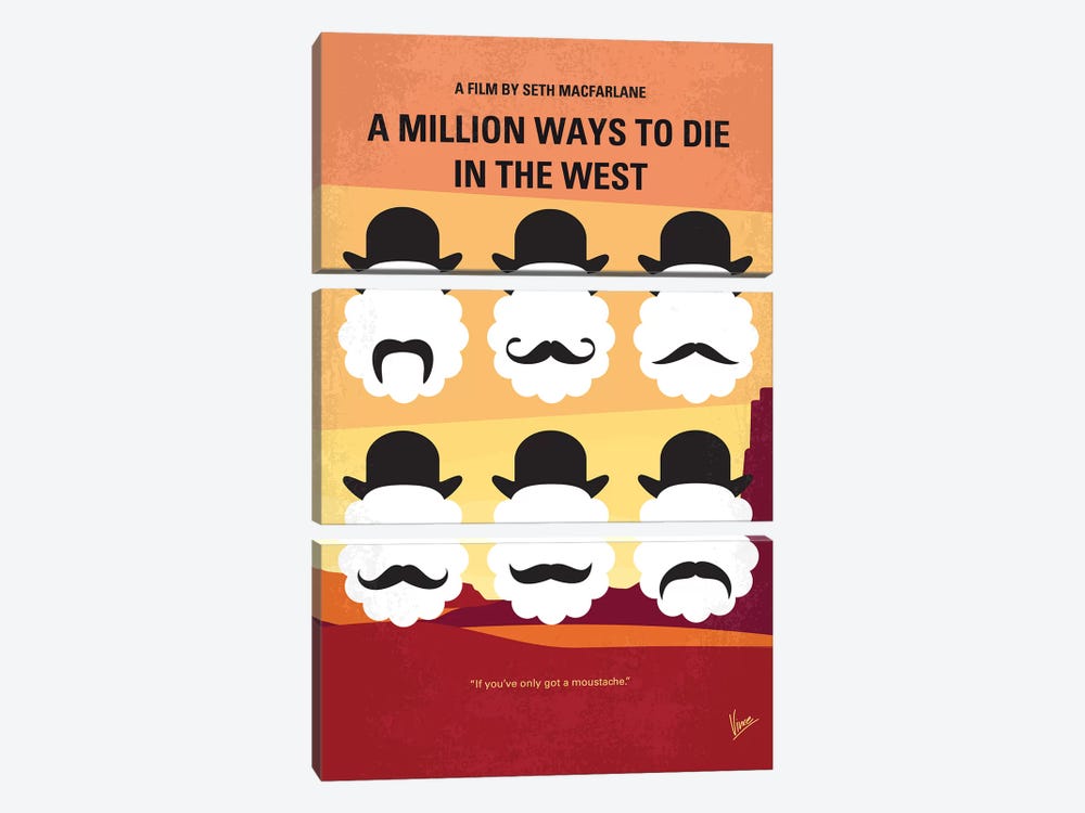 A Million Ways To Die In The West Minimal Movie Poster by Chungkong 3-piece Canvas Print