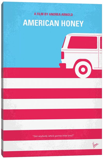 American Honey Minimal Movie Poster Canvas Art Print - Romance Movie Art
