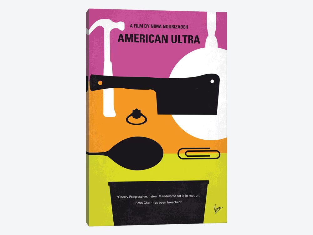 American Ultra Minimal Movie Poster by Chungkong 1-piece Canvas Art Print