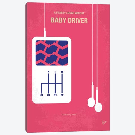 Baby Driver Minimal Movie Poster Canvas Print #CKG794} by Chungkong Canvas Artwork