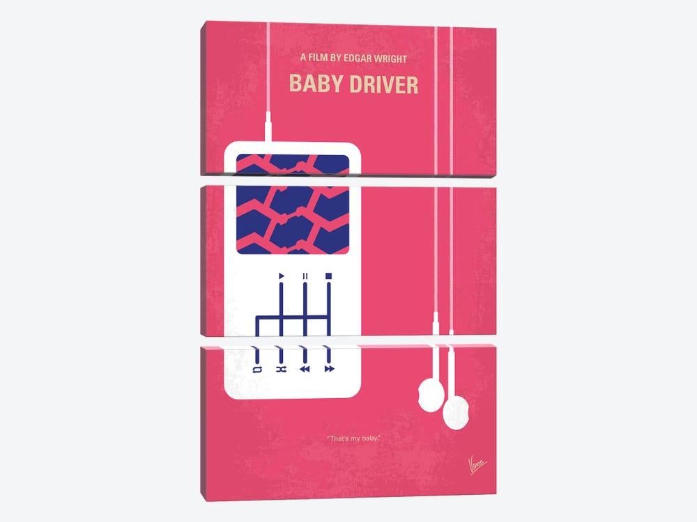 Baby Driver Minimal Movie Poster by Chungkong 3-piece Canvas Art Print