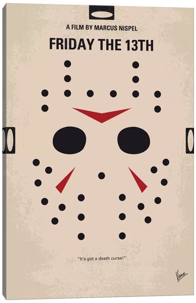 Friday The 13th Minimal Movie Poster Canvas Art Print - Horror Minimalist Movie Posters
