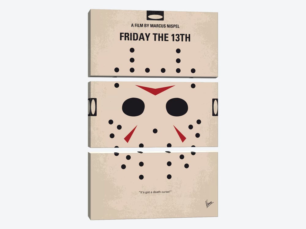 Friday The 13th Minimal Movie Poster by Chungkong 3-piece Canvas Wall Art