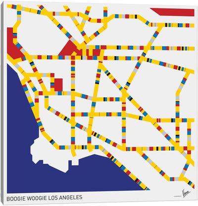 Boogie Woogie Los Angeles Canvas Art Print - Los Angeles Maps
