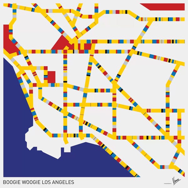 Los Angeles Maps: Boogie Woogie Los Angeles by Chungkong