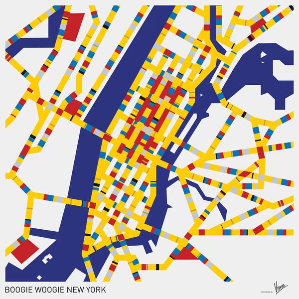 New York City Maps: Boogie Woogie New York by Chungkong