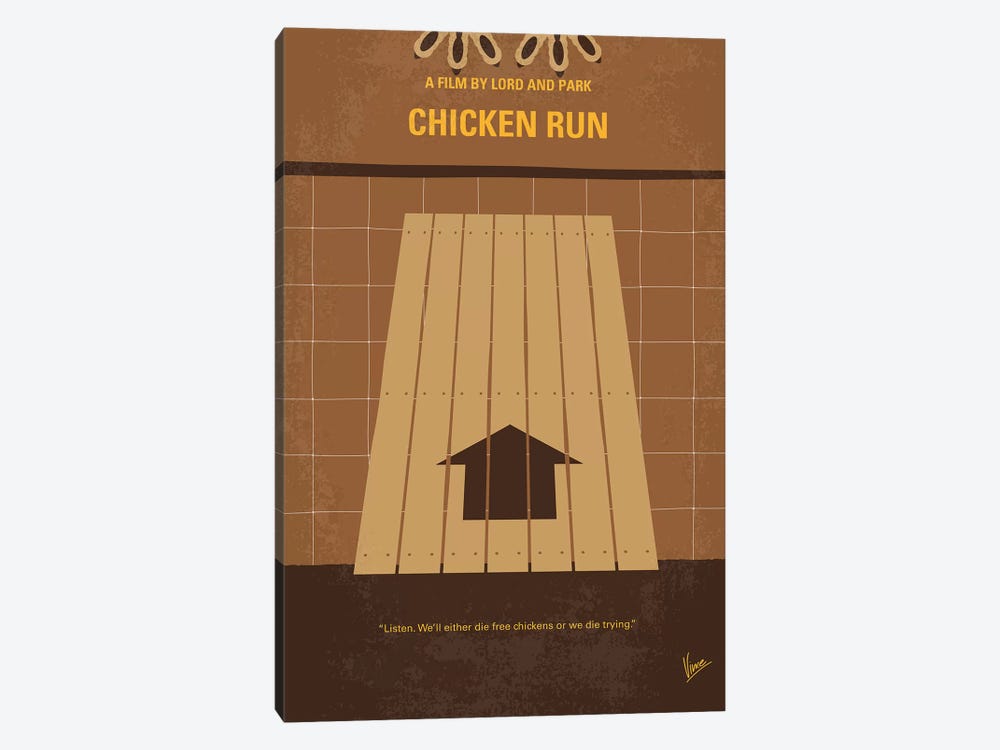 Chicken Run Minimal Movie Poster by Chungkong 1-piece Canvas Wall Art