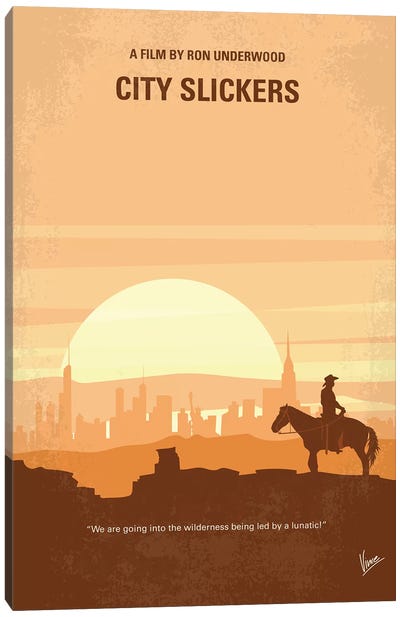 City Slickers Minimal Movie Poster Canvas Art Print - Western Movie Art