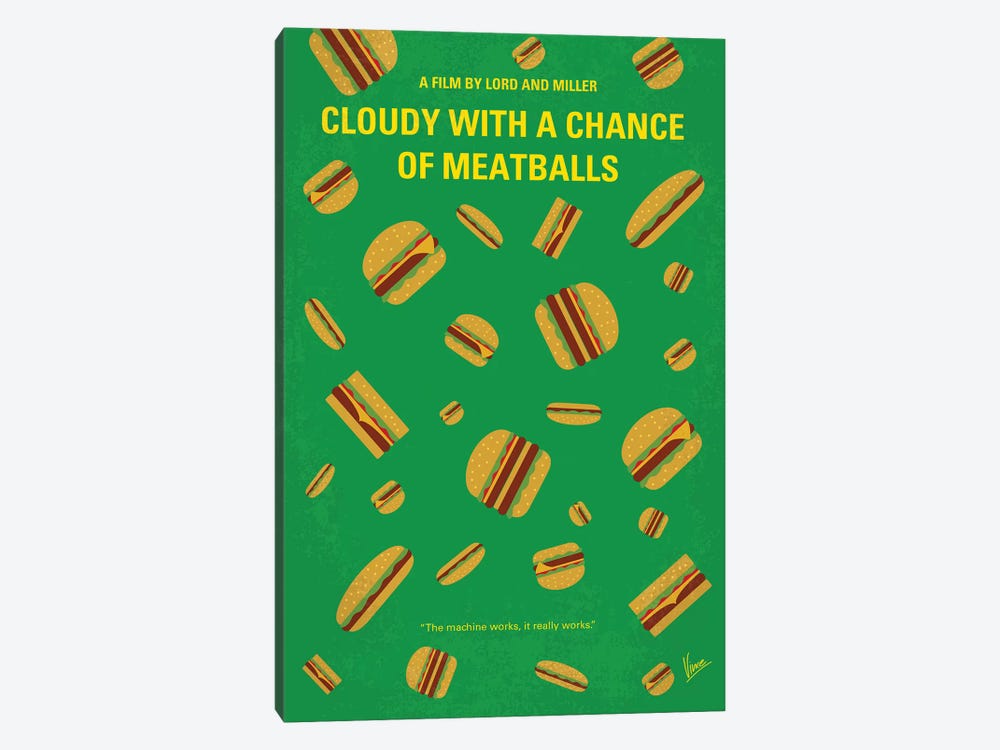 Cloudy With A Chance Of Meatballs Minimal Movie Poster by Chungkong 1-piece Canvas Artwork