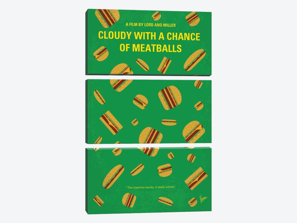 Cloudy With A Chance Of Meatballs Minimal Movie Poster by Chungkong 3-piece Canvas Artwork