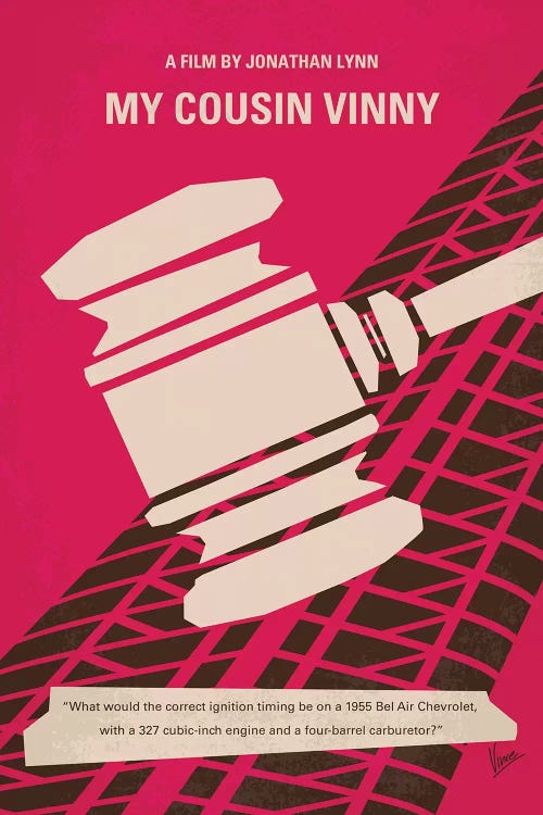 Cousin Vinny Minimal Movie Poster by Chungkong wall art