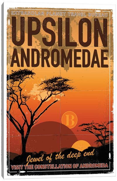 Exoplanet Travel Poster VI Upsilon Andromedae Canvas Art Print - Constellation Art