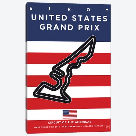 F1 America's Race Track Minimal Poster Canvas Print #CKG840} by Chungkong Art Print