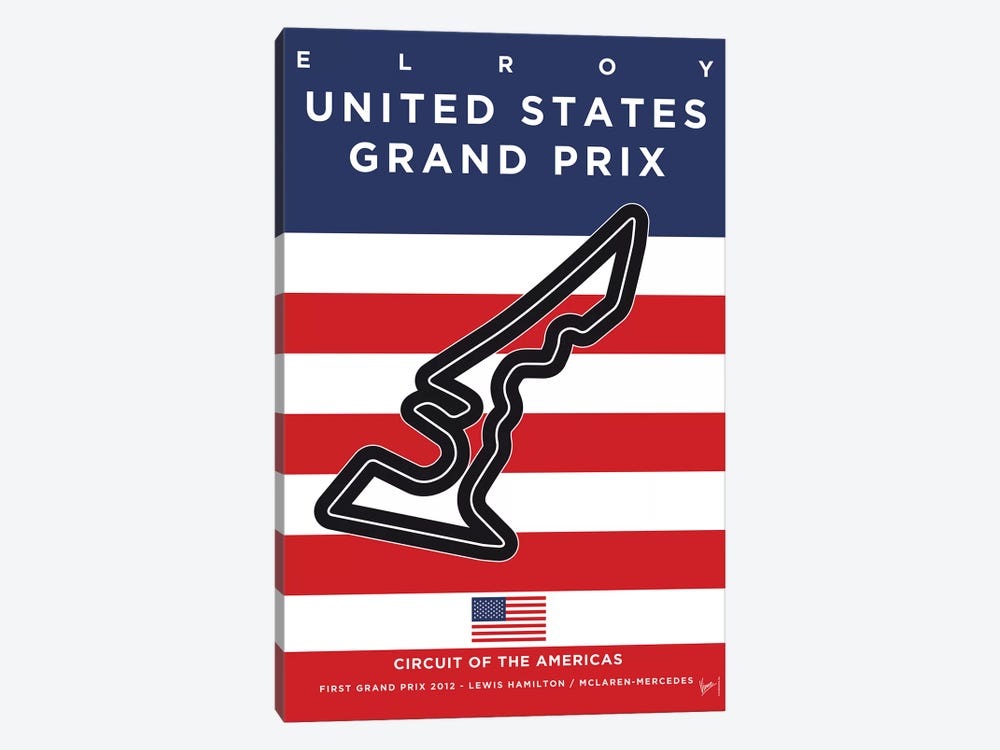 F1 America's Race Track Minimal Poster by Chungkong 1-piece Canvas Art